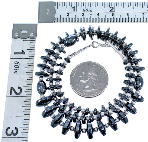 Genuine Sterling Silver Hematite Bead Necklace DX117693